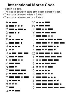 the international morse code is shown in black and white