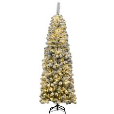 Transform your living room into a unique winter wonderland with our pre-lit snow flocked pencil Christmas tree. The tree, crafted with 500 branch tips and snow flocked leaves, is leafy and elegant. It will give you the illusion of a full-body genuine tree. 250 warm LED lights will bring a festival glow to your room. High quality PVC branch tips with exquisite craftsmanship will not fall off or fade easily, ensuring long term use. Supported by sturdy metal stand, this artificial Christmas tree wi Christmas Pencil Tree, Artificial Xmas Trees, Warm Led Lights, Pencil Tree, Led Christmas Tree Lights, Slim Christmas Tree, Christmas Crafts Decor, Pencil Trees, Artificial Snow