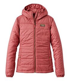 #LLBean: Women's Mountain Classic Puffer Hooded Jacket Hooded Puffer Jacket For Spring, Casual Spring Puffer Parka, Spring Puffer Jacket With Detachable Hood For Outdoor Activities, Casual Pink Nylon Puffer Jacket, Casual Nylon Parka For Winter, Casual Nylon Winter Parka, Winter Outerwear With Double-lined Hood For Outdoor Activities, Long-sleeve Nylon Puffer Jacket With Double-lined Hood, Nylon Puffer Jacket With Double-lined Hood