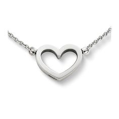 View Larger Image of Petite Heart Necklace Classic Heart-shaped Sterling Silver Necklace, Elegant Sterling Silver Heart Necklace With Heart Detail, Modern Sterling Silver Jewelry For Valentine's Day, Stainless Steel Heart Necklace For Everyday, Sterling Silver Necklace With Heart Detail In Silver, Silver Open Heart Stainless Steel Necklace, Simple Open Heart Silver Jewelry, Modern Sterling Silver Heart Jewelry, Classic White Gold Heart Necklace For Everyday