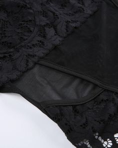 Details: Bodysuit with lace design and mesh detailsTop Length: LongSleeve Length: SleevelessMaterials:95% Polyester + 5% Spandex Sleeveless Black Bodysuit With Lace Closure, Sleeveless Lace Bodysuit With Lace Closure, Black Stretch Lace Bodysuit, Fitted Black Sheer Lace, Black Lace Bodysuit With Lace Trim, Stretch Lace Bodysuit With Lace Trim, Lace Stretch Bodysuit For Night Out, Stretch Lace Bodysuit For Night Out, Black Lace Trim Bodysuit For Summer