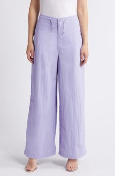 Fall for the silhouette of these wide-leg pants designed with a drawcord waist. Zip fly with button closure; drawcord waist Unlined 60% rayon, 40% polyester Machine wash, line dry Made in USA Men Home Decor, Purple Fits, Hairstyling Products, Rollerball Perfume, Beauty Sale, Fragrance Design, Pants Design, Bottoms Pants, Travel Size Products