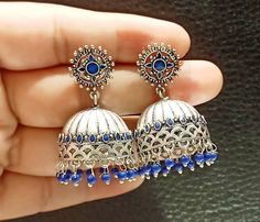 Beautiful Handmade Oxidized Jhumkas Earrings. Light Weight Earrings Blue Meenakari Jhumkas. Material- Brass. Indian Jhumkas. Traditional Jhumkas. Meenakari Jhumkas, Traditional Jhumkas, Oxidized Jhumkas, Blue Enamel Earrings, Jaipur City, Jhumkas Earrings, Junk Jewellery, Handmade Anklets, Junk Jewelry