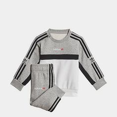 Adidas L106004 Kids Toddler Grey  Originals Itasca Crewneck Sweatshirt and Jogger Size 2T Details & Care Standard fit sweatshirt and joggers are athletic and relaxed Soft, blended French terry fabric  Crewneck with ribbed detailing at the neckline, cuffs and hem for durability and a snug fit Tapered jogger pants are cuffed at the ankle to show off his kicks  Elastic waistband with drawcord ensures the perfect fit adidas branding 70% cotton, 30% recycled polyester  The adidas Originals Itasca Cre Tapered Joggers, Adidas Joggers, French Terry Fabric, Jogger Set, Workout Sweatshirt, Full Sleeves, Size 4t, Baby & Toddler Clothing, Toddler Fashion