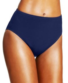 Miraclesuit High-Waist Tummy Control Bikini Bottoms - Blue 10 Elegant Full Coverage Smoothing Swimwear, Fitted Blue Smoothing Swimwear, Fitted Blue Swimwear With Smoothing Feature, Elegant High-waist Swimwear, Elegant Blue Stretch Swimwear, Elegant Full Coverage Bottoms For Summer, Elegant High Waist Swimwear For Pool, Elegant High-cut Leg Swimwear, Elegant Solid Color Shaping Swimwear