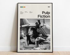 a black and white poster with the words pulp fiction on it