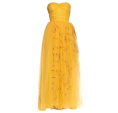 1950S Golden Yellow Rayon & Nylon Tulle Strapless Gown With Flowers Gown With Flowers, Skirt Couture, 1950s Couture, Mary Bushiri, Senior Prom Dress, Couture Clothes, Cocktail Dress Yellow, Dress Reference, Edgy Glam