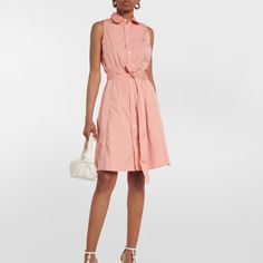 Ralph Lauren Sleeveless Cotton Shirtdress Color: Adirondack Rose Size 4 This Shirt Dress From Polo Ralph Lauren Is Made From Pure Cotton In A Mini Silhouette. The Sleeveless Style Features A Pointed Collar, Front Buttoning And Is Cinched At The Waist With A Detachable Belt. - Pure Cotton Fabrication - Shirt Collar - Sleeveless - Waist Tie - Side Pockets - Button Closure 38.75" From Shoulder To Hem 35" Bust 27.5" Waist 37.5" Hips Made In Vietnam Material: 100% Cotton Closure: Buttoned Front Retai Ralph Lauren Shirt Dress For Summer Daywear, Ralph Lauren Summer Shirt Dress For Daywear, Ralph Lauren Shirt Dress For Spring, Chic Sleeveless Cotton Shirt Dress, Ralph Lauren Summer Dresses For Work, Sleeveless Cotton Shirt Dress For Daywear, Ralph Lauren Summer Knee-length Dresses, Ralph Lauren Knee-length Summer Dresses, Sleeveless Cotton Shirt Dress