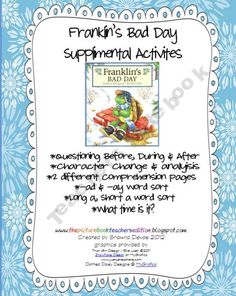 the franklin's bad day supplement activity is shown in this blue and white frame