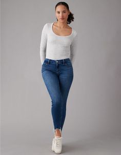 AE Next Level Curvy High-Waisted Cropped Jegging Group Costumes, Curvy Jeans, Cropped Jeans, Jeggings, Next Level, Women's Jeans, American Eagle Outfitters, American Eagle, Women Jeans