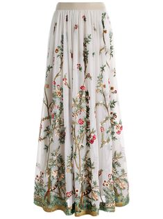 Catrina Embellished Gown Maxi Skirt In Champagne/multi | Alice And Olivia Spring Floral Embroidered Maxi Skirt, Spring Party Maxi Skirt, Bohemian Maxi Skirt For Spring Party, Bohemian Embellished Skirt For Spring, Long Skirt With Floral Embroidery For Party, Spring Bohemian Embellished Skirt, Embellished Long Skirt For Spring, Spring White Embellished Skirt, Spring Embellished White Skirt