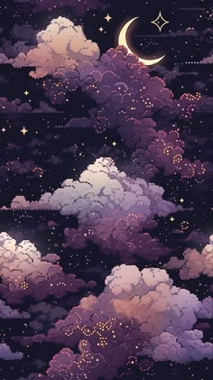 the sky is filled with clouds and stars