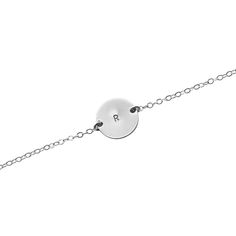 "This personalised silver disc 'Initial This' bracelet is a dainty delight, featuring a small silver disc suspended between strands of delicate sterling silver chain. The silver disc can be customised for you with 3 initials (in upper or lower case). PERSONALISATION: > Enter your customisation request in the 'note' field on the checkout page. > Maximum of 3 initials/numbers/symbols. > Upper and lowercase available (specify exactly how you want the personalisation to appear). > Heart Customised Bracelets, Numbers Symbols, Bracelet Dainty, Checkout Page, Lower Case, Personalized Bracelets, Sterling Silver Chain, Charm Bracelets, Sterling Silver Chains