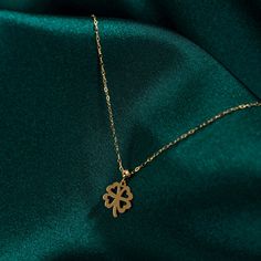 "FOUR LEAF CLOVER NECKLACE - 14K GOLD CLOVER NECKLACE FOR WOMAN ❤️ ITEM DETAILS Material: 14K Solid GOLD (Not Filled or Plated). Gold Necklace Chain Length: 16,7\" inch (42,5cm) Main Chain and 1\" inch (2,5cm) Adjustable Chain Part Total: 17,7\" inch (45cm) Chain Width: 1mm Finish: 14K Yellow Gold Featuring: 8,5x11mm Clover Pendant Stone: Zircon ♥ SHIPPING We work with Dhl Express for worldwide shipping. Please leave your phone number at checkout for delivery purposes. Production time: 3-5 busin Elegant Heart Pendant Necklaces With Charms, Yellow Gold Pendant Charm Necklace With Clavicle Chain, 14k Gold Flower Pendant Charm Necklace For Anniversary, Yellow Gold Pendant Charm Necklace, Gold Clavicle Chain Charm Necklace In Fine Jewelry Style, Yellow Gold Clavicle Chain Pendant Necklace, 14k Gold Flower Pendant Necklace With Charms, Gold Flower Pendant Charm Necklace In 14k, 14k Gold-filled Yellow Gold Flower Pendant Jewelry