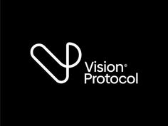 the vision protocol logo is shown on a black background with white lines in it