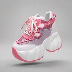 High Heel Platform Chunky Sneakers with Bling - true-deals-club Pink Low-top Thick Bottom Sneakers, Pink Thick Bottom Sneakers For Streetwear, Pink Chunky Sneakers With Thick Bottom And Round Toe, Pink High-top Chunky Sneakers With Thick Sole, Pink High-top Chunky Sneakers With Thick Bottom, Pink Low-top Platform Sneakers With Thick Sole, Pink Low-top Platform Sneakers With Thick Bottom, Sporty Pink Sneakers With Thick Bottom, Pink Synthetic Platform Sneakers For Streetwear