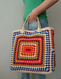 Multicolor Everyday Crochet Pouch Bag, Multicolor Crochet Bag For Shopping, Everyday Multicolor Crochet Pouch Bag, Multicolor Crochet Shoulder Bag For Shopping, Multicolor Crochet Tote Bag With Handles, Handmade Artisan Crochet Bag For Everyday, Multicolor Handmade Shoulder Bag For Shopping, Multicolor Handheld Crochet Bag For Daily Use, Handmade Multicolor Shoulder Bag For Shopping