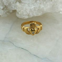 14K Yellow Gold Claddagh Ring, Small Diamond, Size 7.75, 5.2 grams Stock # BRT04-R46 This listing contains photographs of the actual item you will receive. Our items are in excellent condition with little or no signs of wear and many are one of a kind pre-owned estate finds. Please look closely at the pictures in this listing as they are part of the product description. Please read the description, as any imperfections or condition comments will be included. We do our best to accurately describe Gold Claddagh Ring, Claddagh Ring, 2023 Vision, Couture Accessories, Claddagh Rings, 20th Birthday, Fine Jewelry Designers, Trading Company, Multi Stone Ring