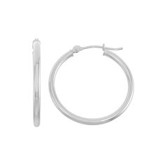 Accessorize your outfit with the classic beauty of these 14k gold tube-style hoop earrings. Click on this JEWELRY & WATCHES GUIDE to learn about fit, styles, materials and more!EARRING DETAILS Diameter: 25 mm Backings: click-it Metal: 14k gold Size: One Size. Color: White. Gender: female. Age Group: adult. Classic Hoop Earrings As Gift, Classic Round Hoop Earrings For Everyday, Classic Tarnish Resistant White Gold Hoop Earrings, Classic Small Hoop Earrings With Shiny Finish, Classic Round Huggie Earrings With Shiny Finish, Classic Round Hallmarked Huggie Earrings, Classic White Gold Tarnish Resistant Hoop Earrings, Classic Round Huggie Earrings, Classic Round Hypoallergenic Hoop Earrings