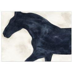 a painting of a black horse on a white background