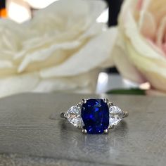 Elongated Blue Sapphire Engagement Ring, Blue Sapphire Ring, Cushion Cut Sapphire Engagement Ring 14k White Gold #5737 #6765 #6766 #BrideToBe #ElongatedCushion #SapphireRing #WhiteGold #BlueSapphire #EngagementRing #WhiteSapphire #GiftForHer #AnniversaryGift #WeddingRing Cushion Cut Sapphire Ring, Elongated Cushion Cut Engagement Ring, Engagement Ring Blue Sapphire, Engagement Ring Blue, Ring Blue Sapphire, Cushion Halo Engagement Ring, Vintage Engagement Rings Sapphire, Elongated Cushion, Pear Shaped Engagement Rings