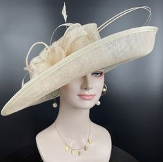 "https://www.youtube.com/shorts/0SWUprbeWfw With my little son's help, I finished the video on Youtube, it is very hard for the people to get a right size hat due to the big head size, please check the video, it will help you.  Description: This beautiful sinamay hat is an elegant wear at any church or derby event. its sinamay material is not too intimidating and attracts the eye. The chic flower adnorment that rests on the wide, side sweep brim is complemented by sinamay accentuations. Material: Sinamay with feathers Crown Width; 8 inch Crown Height: 4 inch Brim Width: 18 inches Head girth is from 22' to 23.22 \" adjustable size fits  most with an adjustable cord strap for the smaller fit If you need to  some colors on the hat to match your dress, please let me know Color on screen may va Elegant Mini Hat With Flat Brim For Formal Events, Elegant Mini Hat With Flat Brim For Formal Occasions, Elegant Flat Brim Costume Hats And Headpieces For Formal, Elegant Formal Fascinator With Flat Brim, Elegant Flat Brim Fascinator For Formal Occasions, Elegant Flat Brim Costume Hats For Formal Events, Elegant Formal Straw Hat With Flat Brim, Elegant Flat Brim Costume Hats For Formal Occasions, Elegant High Crown Hats For Formal Occasions