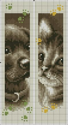 a cross stitch bookmark with an image of a cat