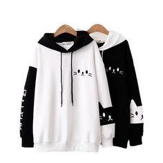 Patchwork Hoodie, Embroidery Patchwork, Fall Pullover, Cat Embroidery, Womens Sweatshirts Hoods, Cat Hoodie, Fall Sweatshirt, Kawaii Clothes, Kawaii Fashion