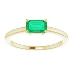 71863 / Ring / Set / 14K Yellow / Lab-Grown Emerald / Emerald / 6 X 4 Mm / Polished / Lab-Grown Emerald Ring East West Ring, Emerald Solitaire Ring, Charles And Colvard Moissanite, Emerald Ring Gold, Ruby Engagement Ring, Yellow Lab, Ring Sizer, East West, Gold Filled Jewelry