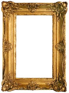 an ornate gold frame with white background