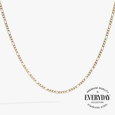 Layer on classic elegance with the Figaro Chain Charm Necklace Base, known for its distinctive pattern of elongated links interspersed with shorter links. This timeless style adds a touch of sophistication to any outfit, making it a versatile must-have for your jewelry collection. Attach trendy, custom charms that tell your unique story and create a look that's uniquely yours. Crafted to be worn every day, the stainless steel finish bracelet is water, scratch and tarnish-resistant. Our innovativ Classic Metal Chain Necklace For Gift, Elegant Figaro Chain Link Necklace, Elegant Metal Figaro Chain Necklace, Classic Metal Chain Necklace For Everyday, Classic Yellow Gold Metal Chain Necklace, Modern Formal Figaro Chain Necklace, Timeless Figaro Chain Necklace Gift, Timeless Figaro Chain Necklace As Gift, Classic Figaro Chain Necklace For Formal Occasions