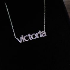 This 14k personalized diamond name necklace is the perfect gift for the bridal party, someone special, or yourself.__________________________________________M A T E R I A L & L E N G T HAvailable in 14k Yellow Gold, 14k Rose Gold, 14k White Gold, Sterling SilverStone: Natural DiamondsThickness: 1.2mm / 0.05"InitialsLowercase: 5 mmCapital: 9 mmDiamond: 0.15 ct. - 0.40 ct. depending on the name Chain length: 14+2, 16+2, 18+2 options or ant length up to 20 inches without extension. Please leave a n Personalized Silver Diamond Name Necklace, Anniversary Cubic Zirconia Nameplate Jewelry, Personalized Initials Jewelry In Cubic Zirconia, Personalized Cubic Zirconia Jewelry With Initials, Customizable Cubic Zirconia Jewelry For Personalized Gift, Personalized Gift Jewelry With Initials In Cubic Zirconia, Elegant Letter Shaped Jewelry With Name, Elegant Letter-shaped Jewelry With Name, Elegant Letter-shaped Name Jewelry