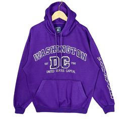 Vintage University of Washington DC Pull Over Embroidery Sweater Hoodie  * Size on Tag : M * Manual Measurement (inch) : Chest 22, Length 26, Shoulder 22, Sleeve 21, Hem 16. * Recommended for Size : M * Material : Polyester  * Colour : Purple  * Condition : Excellent  * Free Defect : No Stain, No Holes, No Tears, No Faded. * See photos for details. 2203 Hooded Outerwear With Letter Embroidery For Streetwear, Trendy Hooded Sweatshirt With Letter Embroidery, Hip Hop Hooded Sweatshirt For College, Oversized Winter College Hoodie, Oversized Winter Hoodie For College, Oversized Winter Sweatshirt With Letter Embroidery, Oversized Letter Embroidery Sweatshirt For Winter, Hip Hop College Hoodie, Winter Oversized Embroidered Sweatshirt