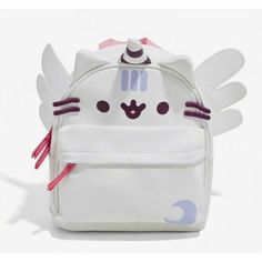 Pegusus Pusheen Backpack. Let Your Backpack Take Flight! Wear The Majesty That Is A Pusheen Super Pusheenicorn Mini Backpack And Live Your Best Life. Front Zip Pocket, Adjustable Purple Straps, Pink Carry Strap And, Yes, 3d Wings! Condition Is New With Tags White Harajuku Student Backpack, White Harajuku Style Student Backpack, White Harajuku Backpack For Students, Kawaii Backpack For Everyday Use, Cute Kawaii Style Standard Backpack, Harajuku Style White Bag For Travel, Kawaii White Shoulder Bag For Back To School, White Kawaii Shoulder Bag For Back To School, Kawaii White Shoulder Bag Backpack