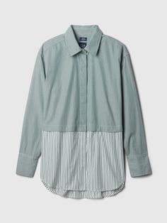 Organic Cotton Big Shirt | Gap Gap Collared Shirt For Daywear, Gap Collared Shirt For Daytime, Gap Oversized Long Sleeve Tops, Oversized Long Sleeve Gap Tops, Casual Gap Shirt For Daywear, Casual Daywear Shirt By Gap, Oversized Cotton Shirt With Roll-up Sleeves, Cotton Shirt With Roll-up Sleeves And Shirttail Hem, Oversized Cotton Tops With Button Cuffs