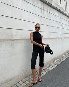 6 Incredibly Chic, All-Black Capri Pants Outfits to Copy | Who What Wear Black Capri Pants, Outfits To Copy, Australia Fashion, Pants Summer