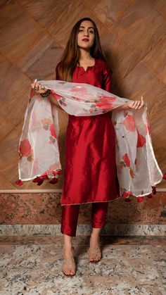 maroon-phool-taffeta-suit-set-11403172MR, Women Indian Ethnic Clothing, Silk Kurta Set Dupatta Red Kurta Set With Dupatta, Organza Dress Kurti, Solid Colour Suit Design, Diwali Suit Designs, Kurthi Sets With Duppata, Embroidery Salwar Suits Design, Silk Cotton Kurti Designs, Red Colour Suit Design, Straight Kurta Set With Dupatta