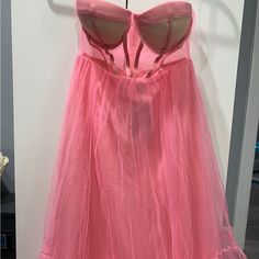 New Hasn’t Been Worn Pink Ruffled Party Corset, Pink Corset With Built-in Bra For Spring, Pink Corset With Built-in Bra And Underwire Support, Pink Underwire Corset With Built-in Bra, Pink Ruffle, Corset Dress, Colorful Dresses, Womens Sizes, Midi Dress