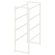 a white rack with four shelves on each side