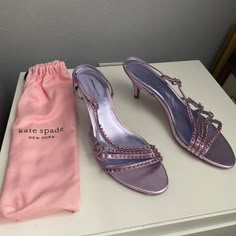 Amazing Pair Of Open Toe Shoes With Sparkle Parts To Make You Look As A Princess! 200s Shoes, Elegant Purple Open Heel Shoes, Chic Purple Square Toe Heels, Elegant Purple Open Toe Heels, Chic Embellished Purple Heels, Purple Embellished Open Toe Heels, Carrie Bradshaw Shoes, Mermaid Heels, Sparkle Sandals