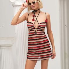 For Love And Lemons Cover Up. Too Small On Me But I Bought It Final Sale! Red Flirty Mini Dress For The Beach, Flirty Red Mini Dress For The Beach, Red Flirty Mini Dress For Beach, Flirty Red Mini Dress For Beach, Red Backless Mini Dress For Vacation, Chic Red Mini Dress For Vacation, Red Summer Mini Dress For Beach Season, Red Flirty Dress For Vacation, Red Halter Neck Mini Dress For Vacation