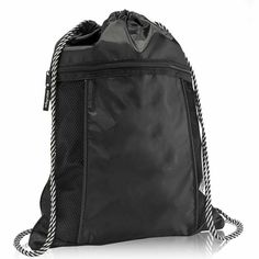 New Without Tags. Drawstring Closure Large Front Zipper Pocket Polyester 18.5"H X 14.5"L Casual Black Drawstring Bag With Large Capacity, Sporty Black Backpack Shoulder Bag, Black Large Capacity Drawstring Backpack, Black Casual Drawstring Bag For Travel, Casual Black Drawstring Bag For Travel, Casual Black Drawstring Travel Bag, Black Sports Backpack Shoulder Bag, Black Backpack Shoulder Bag For Sports, Black Gym Bag With Zipper Closure For Outdoor