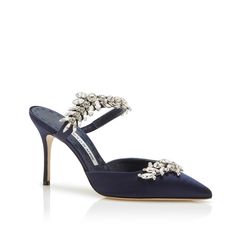 Manolo Blahnik - LURUM - https://www.manoloblahnik.com/us/products/lurum-11730736 Luxury Rhinestone Mules For Formal Occasions, Luxury Embellished Mules For Evening, Luxury Embellished Evening Mules, Glamorous Evening Mules With 4-inch Heel, Luxury Embellished Mules For Party, Glamorous Embellished Evening Mules, Glamorous Embellished Mules For Evening, Formal Rhinestone Sandals With Pointed Toe, Elegant High Heel Mules For Gala