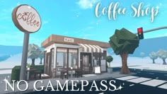 Coffee Shop Bloxburg Ideas, Bloxburg Juice Bar, Bloxburg Hot Chocolate Stand, Bloxburg Coffee Shop Exterior, Small Cafe Design Bloxburg, How To Make A Cafe In Bloxburg, Bloxburg Bakery Ideas Exterior, Caffe Ideas Bloxburg, Bloxburg Coffee Shop Layout