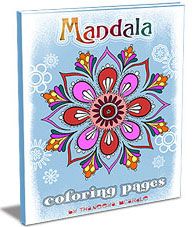 an adult coloring book with the title's image in red, blue and orange