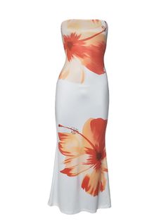 Get ready to bloom this summer in the Lily Floral Print Strapless Maxi Dress! Featuring a vibrant white base with big orange flowers, this slim fit dress has a high waist and figure-hugging A-line long skirt. Made for good girls, this bandeau dress from Summer's in Bloom Collection is sure to turn heads. Lily Floral Print Strapless Maxi Dress in White High Waist Slim Fit A-Line Long Skirt Figure Hugging Bandeau Dress Good Girl Things Summer's in Bloom Collection Sleeveless Maxi Dress With Hibiscus Print, White Strapless Maxi Dress For Summer, Sleeveless Hibiscus Print Maxi Dress For Spring, Orange Floral Print Maxi Dress For Summer, Spring Sleeveless Maxi Dress With Hibiscus Print, Fitted White Maxi Dress With Floral Print, Sleeveless Hibiscus Print Spring Dress, White Strapless Maxi Dress With Floral Print, Fitted Orange Sundress Maxi Dress