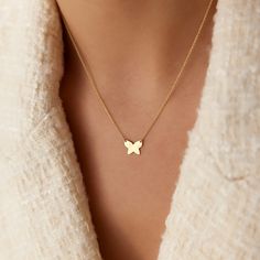 Butterflies have long been regarded as symbols of transformation throughout the world due to their journey from caterpillar to decorative, vibrant butterfly. Whether you've recently gone through your beautiful transformation or you've always just loved butterflies, this minimalist gold butterfly pendant necklace is a stylish addition to your wardrobe.  ▶  Features * Made to Order.  * Gold KT: 14K * Custom Gold Color: Rose Gold, Yellow Gold, White Gold * Charm - 10mm x 8mm * Ready to Ship in 3-5 Business Days ▶ See more of our Gold Bracelets here - http://etsy.me/2l9VKBr ▶ See our storefront here - http://etsy.me/2lUcVnH  ▶ All store sections here * Diamond Rings - http://etsy.me/2lwKUl8 * Diamond Earrings - http://etsy.me/2lyqVBP * Diamond Necklace - http://etsy.me/2mqa6O1 * Diamond Bracel Fine Jewelry Butterfly Charm Necklace, Delicate Yellow Gold Butterfly Pendant Necklace, 14k Yellow Gold Necklace With Butterfly Charm, Dainty Yellow Gold Butterfly Jewelry, Dainty Butterfly Yellow Gold Jewelry, Elegant Yellow Gold Butterfly Necklace, 14k Gold Pendant Necklace With Butterfly Charm, Sterling Silver Yellow Gold Butterfly Necklace, Yellow Gold Butterfly Necklace With Butterfly Clasp