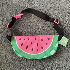 Nwt Watermelon Designed Fanny Pack Fun Green Bags For Vacation, Pink Casual Shoulder Bag For Summer, Fun Summer School Bags, Playful Summer School Bags, Playful Summer Bags With Adjustable Strap, Playful Green Bags For Vacation, Fun Summer Shoulder Bag, Playful Summer Shoulder Bag For School, Playful Summer Vacation Shoulder Bag