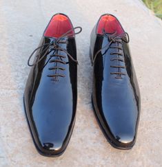 Bespoke Men Black Patent Leather Oxford Lace up Dress Shoes on Storenvy