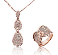 Jewelry Sets- 2022 Crystal gold-color Noble Elegance Jewelry Necklace Earring ring Set Made with Austrian Element Crystals For WomenModel Number:32918928692 Rose Gold Jewelry Set, Rose Gold Diamond Necklace, Rhinestone Jewelry Set, Cheap Necklaces, Earring Ring, Necklace Ring, Gold Ring Sets, Popular Jewelry, Cheap Jewelry